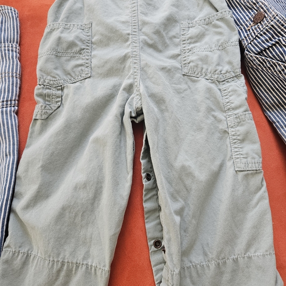 OshKosh B'gosh Kids Striped and Green Overalls 18-24 Months - Picture 7 of 7